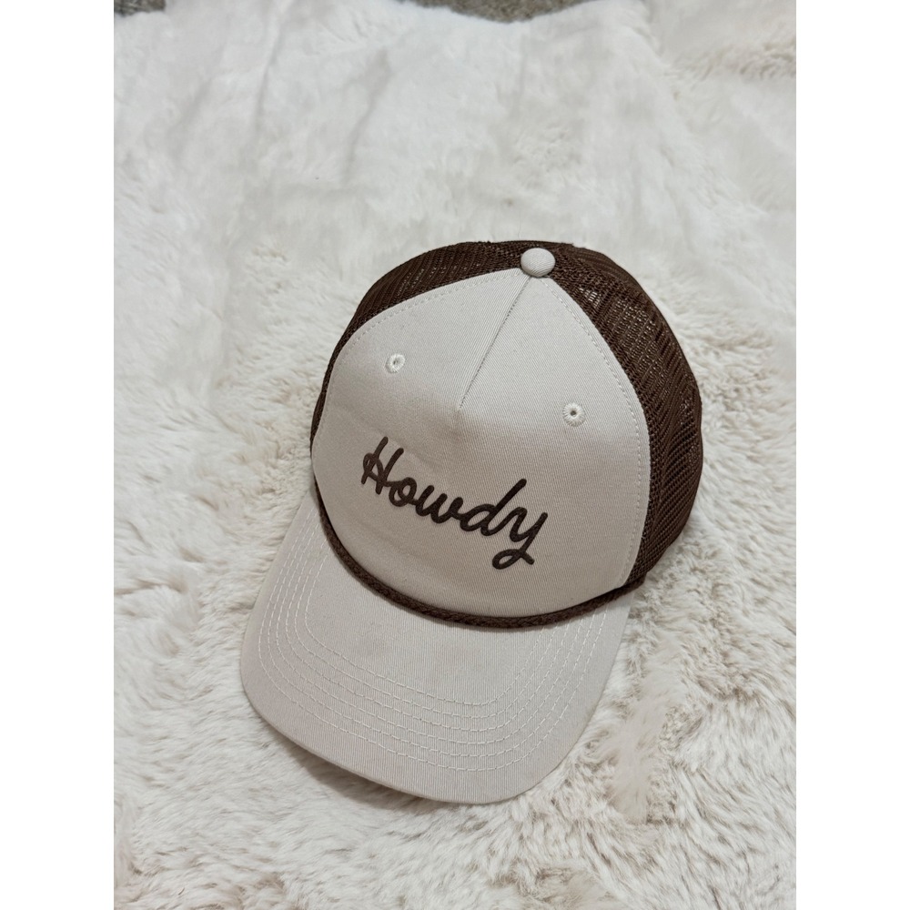 Lost Howdy Trucker Hat Brown Cream Mesh Snapback Western Baseball Cap